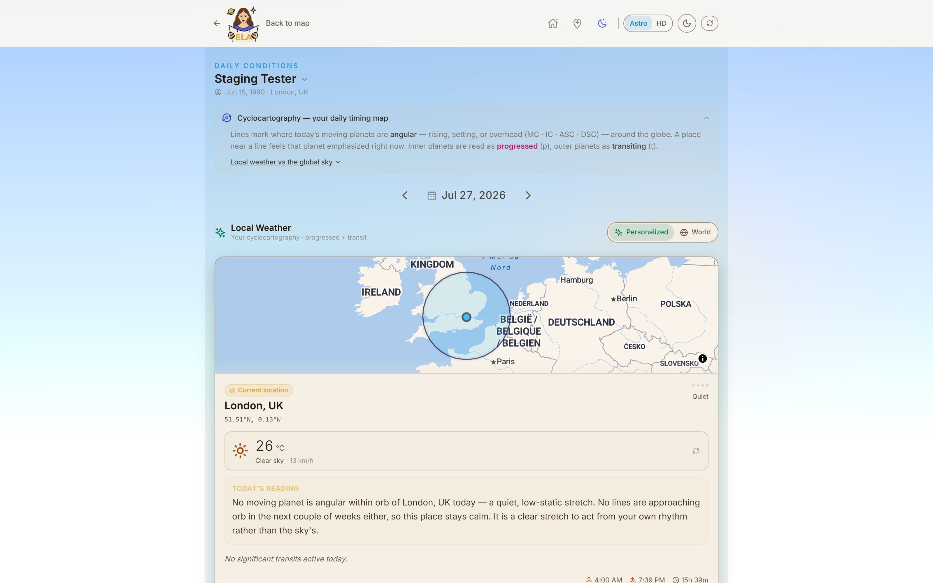 Daily Conditions: a cyclocartography timing map with a written reading for London